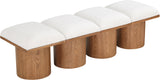 Pavilion Cream Boucle Fabric Bench - Luxurious Art Deco Seating with Oak Veneer and Cushion Comfort