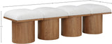 Pavilion Cream Boucle Fabric Bench - Luxurious Art Deco Seating with Oak Veneer and Cushion Comfort