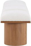 Pavilion Cream Boucle Fabric Bench - Luxurious Art Deco Seating with Oak Veneer and Cushion Comfort