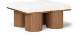 Pavilion Cream Boucle Fabric Bench - Luxurious Art Deco Seating with Oak Veneer and Cushion Comfort