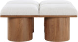 Pavilion Cream Boucle Fabric Bench - Luxurious Art Deco Seating with Oak Veneer and Cushion Comfort