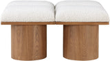 Pavilion Cream Boucle Fabric Bench - Luxurious Art Deco Seating with Oak Veneer and Cushion Comfort