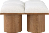 Pavilion Cream Boucle Fabric Bench - Luxurious Art Deco Seating with Oak Veneer and Cushion Comfort