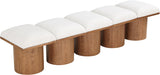 Pavilion Cream Boucle Fabric Bench - Luxurious Art Deco Seating with Oak Veneer and Cushion Comfort