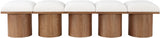 Pavilion Cream Boucle Fabric Bench - Luxurious Art Deco Seating with Oak Veneer and Cushion Comfort
