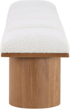 Pavilion Cream Boucle Fabric Bench - Luxurious Art Deco Seating with Oak Veneer and Cushion Comfort