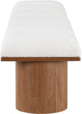 Pavilion Cream Boucle Fabric Bench - Luxurious Art Deco Seating with Oak Veneer and Cushion Comfort
