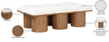 Pavilion Cream Boucle Fabric Bench - Luxurious Art Deco Seating with Oak Veneer and Cushion Comfort