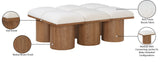 Pavilion Cream Boucle Fabric Bench - Luxurious Art Deco Seating with Oak Veneer and Cushion Comfort