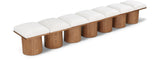 Pavilion Cream Boucle Fabric Bench - Luxurious Art Deco Seating with Oak Veneer and Cushion Comfort