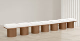 Pavilion Cream Boucle Fabric Bench - Luxurious Art Deco Seating with Oak Veneer and Cushion Comfort