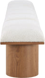 Pavilion Cream Boucle Fabric Bench - Luxurious Art Deco Seating with Oak Veneer and Cushion Comfort