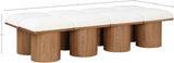 Pavilion Cream Boucle Fabric Bench - Luxurious Art Deco Seating with Oak Veneer and Cushion Comfort