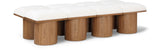 Pavilion Cream Boucle Fabric Bench - Luxurious Art Deco Seating with Oak Veneer and Cushion Comfort