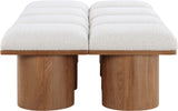 Pavilion Cream Boucle Fabric Bench - Luxurious Art Deco Seating with Oak Veneer and Cushion Comfort
