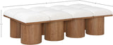 Pavilion Cream Boucle Fabric Bench - Luxurious Art Deco Seating with Oak Veneer and Cushion Comfort