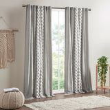 Cotton Printed Curtain Panel Chenille Stripe Lining, Gray
