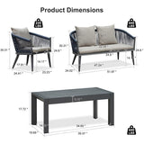 PURPLE LEAF Liviah 4-Piece Patio Conversation Set with Wicker Chairs and Cushions Sofa for Garden