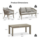 PURPLE LEAF Liviah 4-Piece Patio Conversation Set with Wicker Chairs and Cushions Sofa for Garden