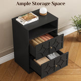 Large Nightstand with 2 Drawers, Side Table with Charging