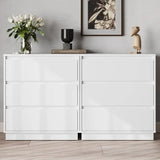 Wide Nightstand with 3 Drawers, Set of 2, Modern Chest
