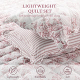 Vintage Inspired Floral Microfiber Quilt Set, Pink