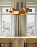 Grand Lotus Oval Gold Chandelier