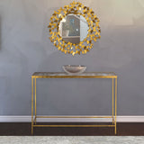 Butterfly Glass Console Table with Stunning Gold Foil Butterflies - Contemporary Accent Table Design
