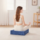 Square Large Pillow Seating Floor Cushion, Navy Blue
