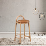Calvin Vegan Leather Counter Stool - Elegant Mid-Century Modern Design for Kitchen or Bar Comfort