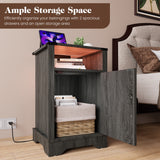 2-Pack Wooden Led Nightstand with Charging Station