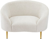Ritz Boucle Fabric Chair - Elegant Comfort with Gold Metal Legs for a Chic Modern Living Space