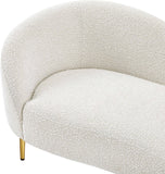 Ritz Boucle Fabric Loveseat - Elegant Comfort with Gold Metal Legs for Modern Living Spaces