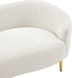 Ritz Boucle Fabric Loveseat - Elegant Comfort with Gold Metal Legs for Modern Living Spaces