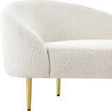 Ritz Boucle Fabric Loveseat - Elegant Comfort with Gold Metal Legs for Modern Living Spaces
