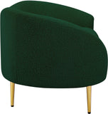 Ritz Boucle Fabric Loveseat - Elegant Comfort with Gold Metal Legs for Modern Living Spaces