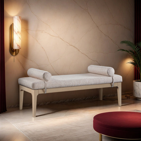 Priscilla Linen Textured Fabric Upholstered Bench
