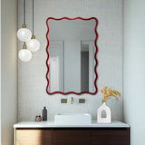 Maya Rectangular Waved Edge Mirror in Glossy Burgundy