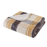 Plaid Faux Mohair Sherpa Throw Blanket 50x60", Tan