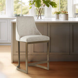 Rounded Back 26"H Upholstered Counter Stool Barstools, Cream