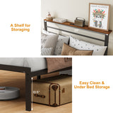 Twin/Full/Queen Bed Frame, Industrial Platform Bed Wood Head