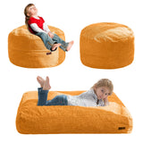 MAXYOYO Corduroy Bean Bag Chair Bed for Kids, Convertible Bean Bag Folds from Chair to Floor Mattress, Orange