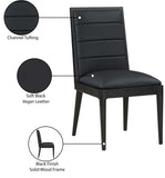 Bristol Dining Chairs - Set of 2 Modern Vegan Leather Upholstered with Stylish Channel Tufting
