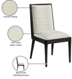 Bristol Dining Chairs - Set of 2 Modern Vegan Leather Upholstered with Stylish Channel Tufting