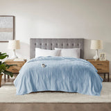 Heated Plush Electric Bedding Blanket, Light Blue