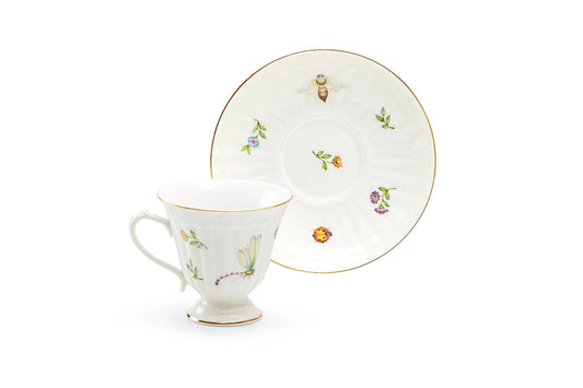 Summer Garden Porcelain Tea Cup & Saucer, 7oz
