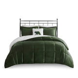 Plush To Sherpa Down Alternative Comforter Set, Green/Ivory
