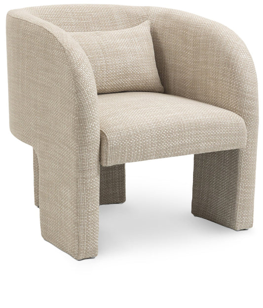 Sawyer Accent Chair - Modern Boxy Design with Woven Fabric, Back Support Pillow, Perfect for Guests