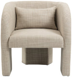 Sawyer Accent Chair - Modern Boxy Design with Woven Fabric, Back Support Pillow, Perfect for Guests