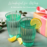 21 oz Teal Ribbed Acrylic Cups Set of 8